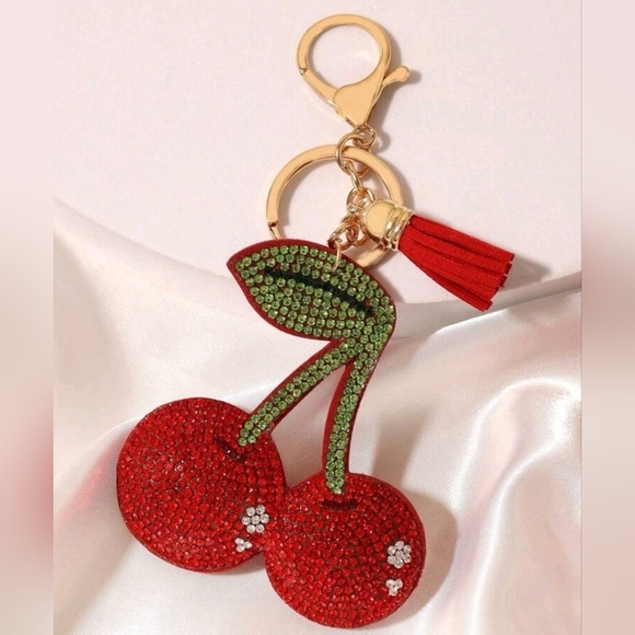 no name Accessories - 🔹️Cherry Rhinestone fruit  bag charm keychain ✨️🍒